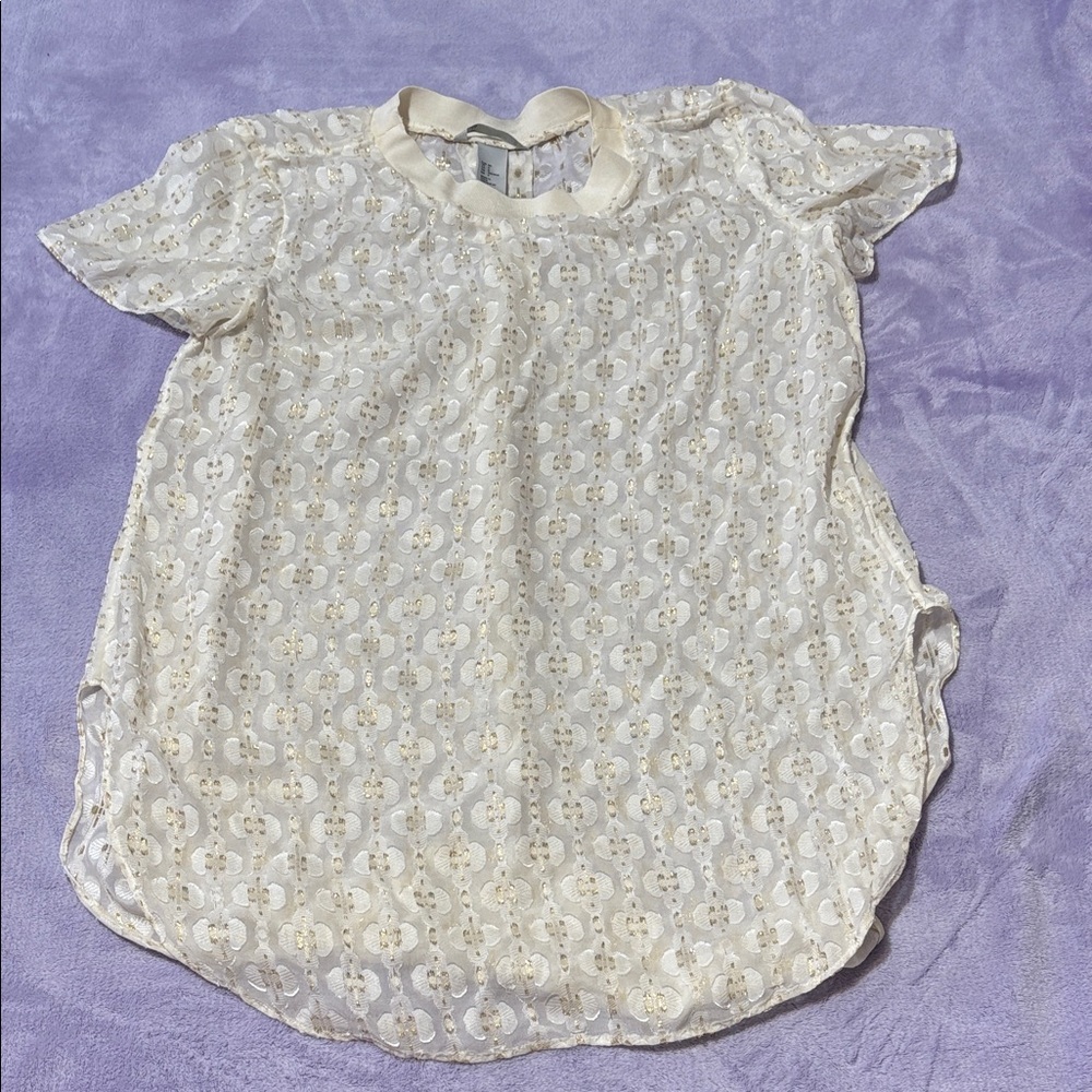 H&M Cream and Gold Silk Blouse